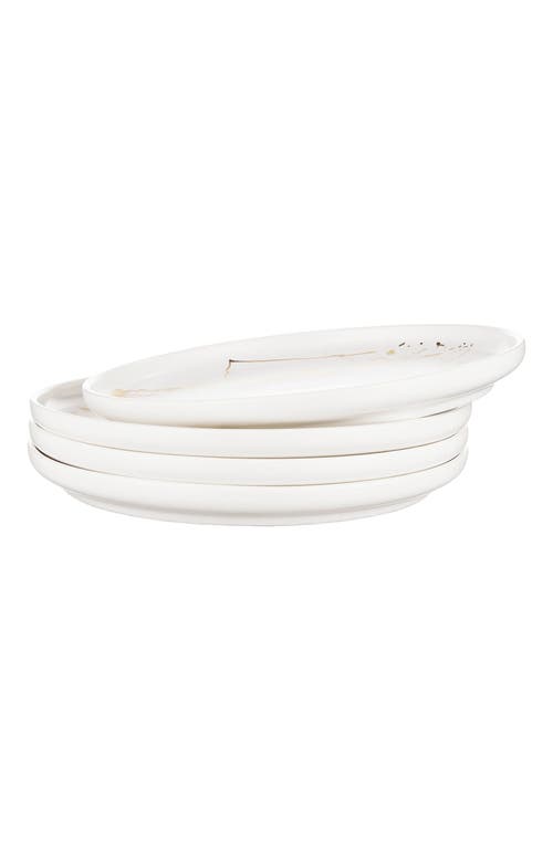 Stone Lain Zora Porcelain 4-piece Dinner Plate Set In White