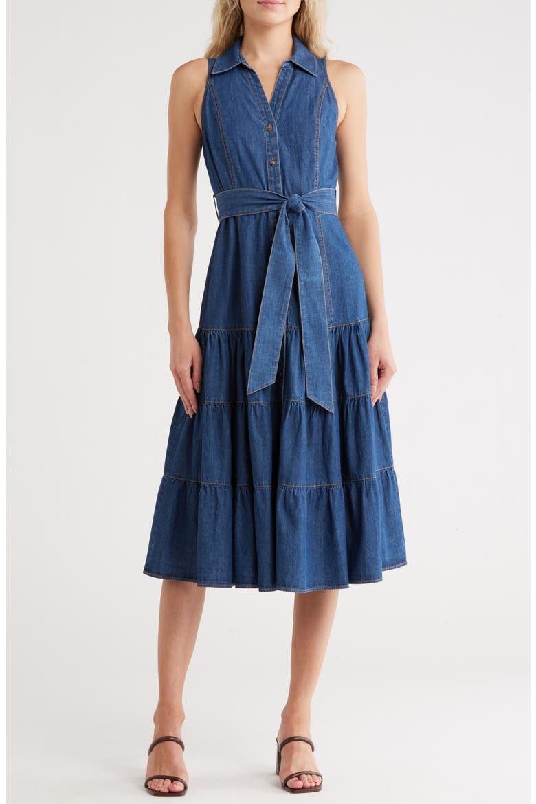 jason wu denim dress Sleeveless Button Front Tiered Denim Dress (Women)