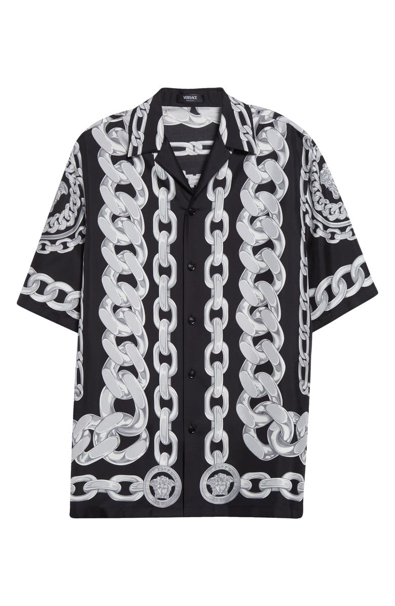 Versace Medusa Chains Silk Camp Shirt, Alternate, color, 