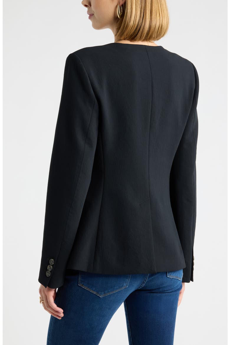 Curator Crepe Scoop Neck Blazer, Alternate, color, BLACK