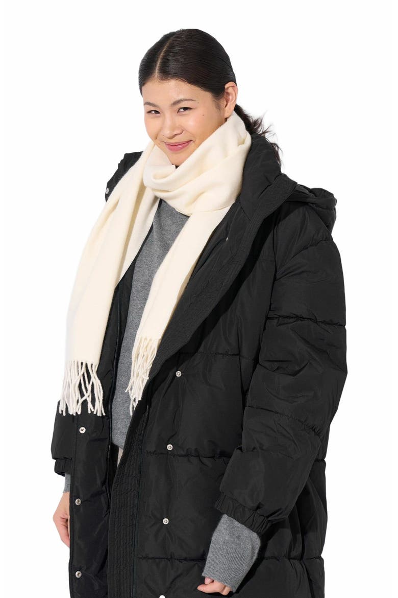 Cashmere Fringed Scarf, Alternate, color, white