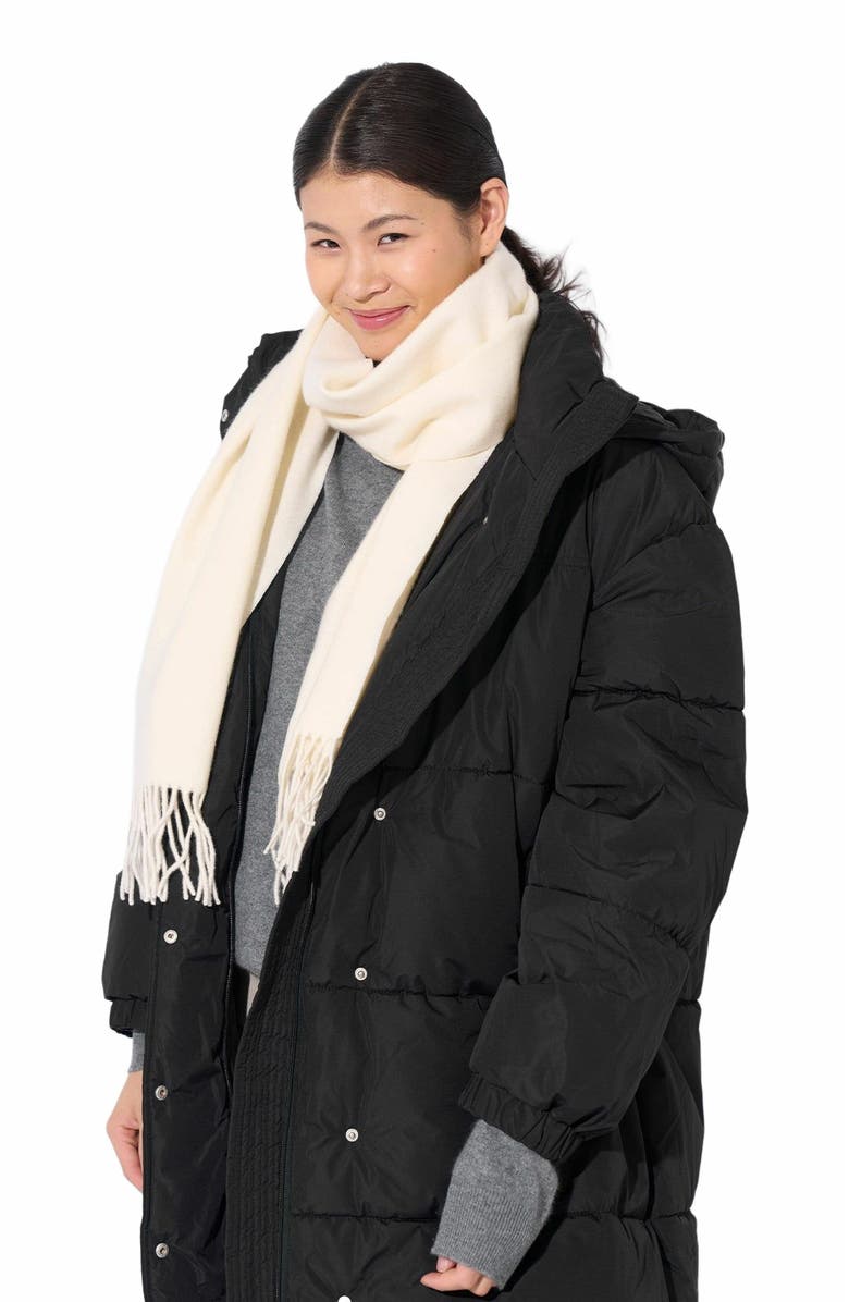 GOBI Mongolian Cashmere Cashmere Fringed Scarf, Alternate, color, White