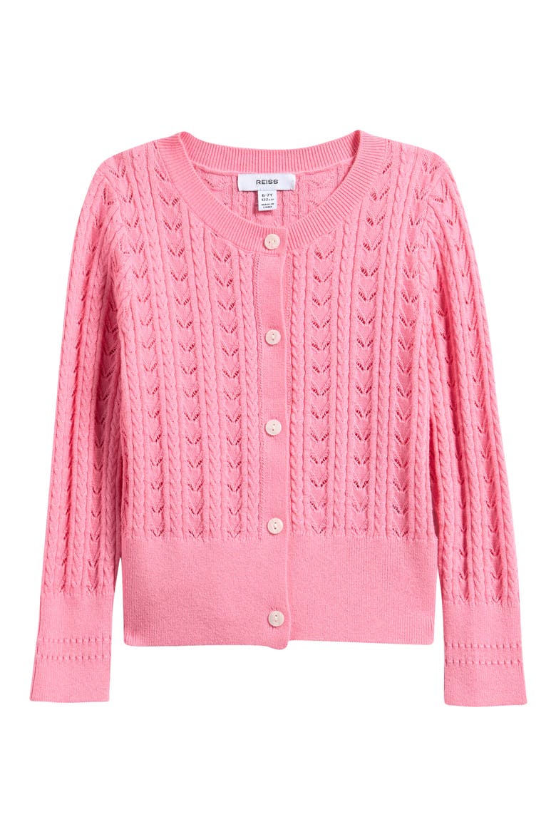 Kids' Flo Rib Knit Cardigan, Main, color, BRIGHT PINK