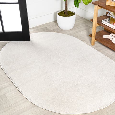 Haze Solid Low-Pile Oval Area Rug
