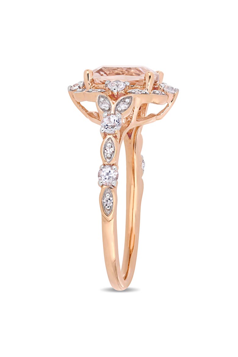 Morganite & White Sapphire Vintage Halo Ring, Alternate, color, Morganite