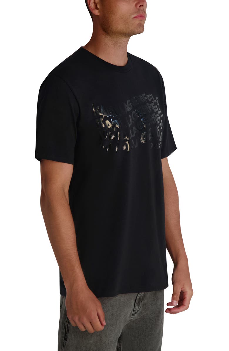 KARL LAGERFELD PARIS Wavy Logo Graphic T-Shirt, Alternate, color, Black