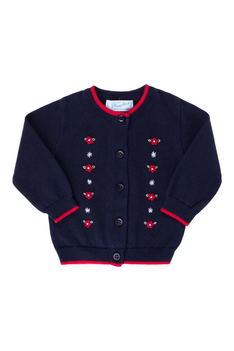 Embroidered Floral Cotton Cardigan, Main, color, NAVY/ RED