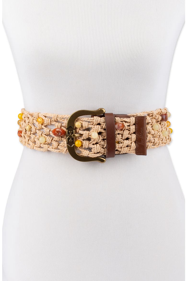 Bead Raffia Macramé Belt, Alternate, color, NATURAL