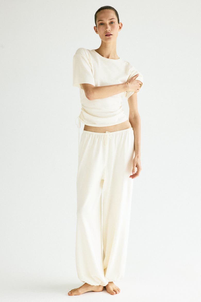 Fine-knit Drawstring-detail Top, Alternate, color, Cream