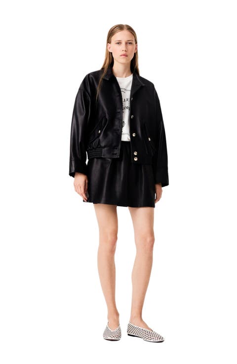 Short leather skirt