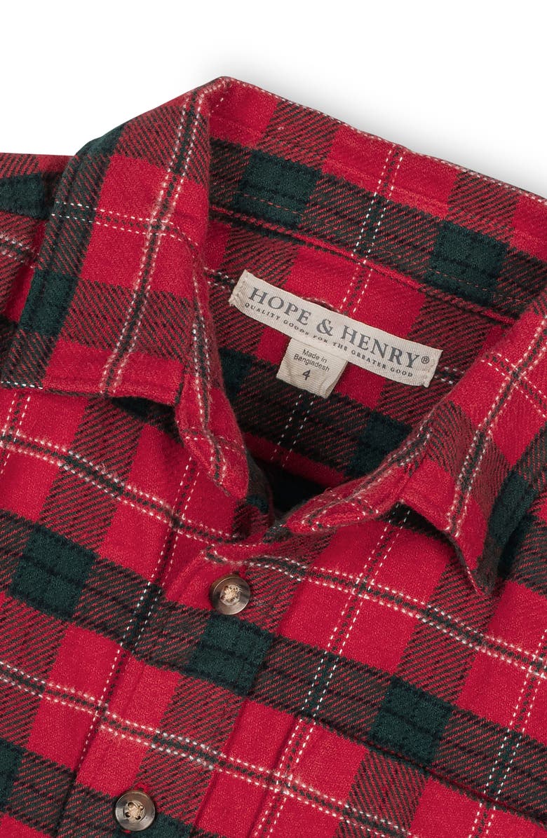 Hope & Henry Kids' Organic Long Sleeve Flannel Button Down Shirt, Alternate, color, London Plaid
