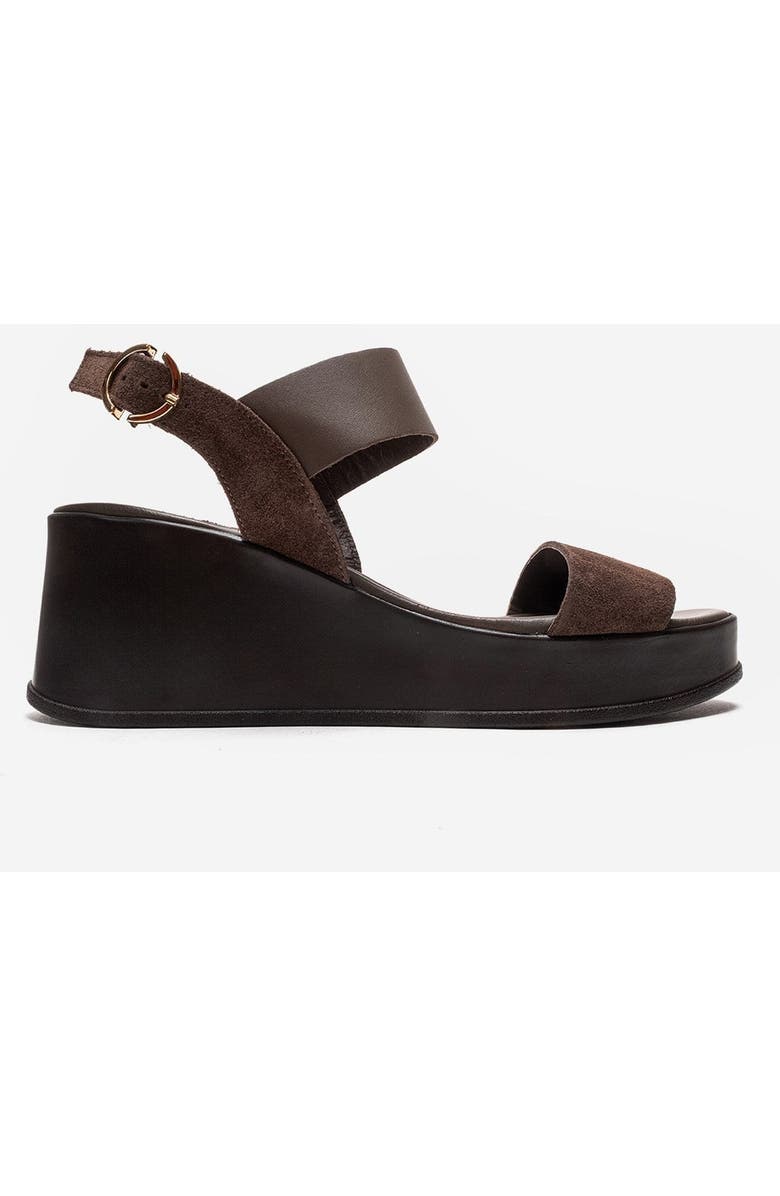 Forever & Always Shoes Lolanthe Leather Wedge Sandal, Alternate, color, Brown Suede