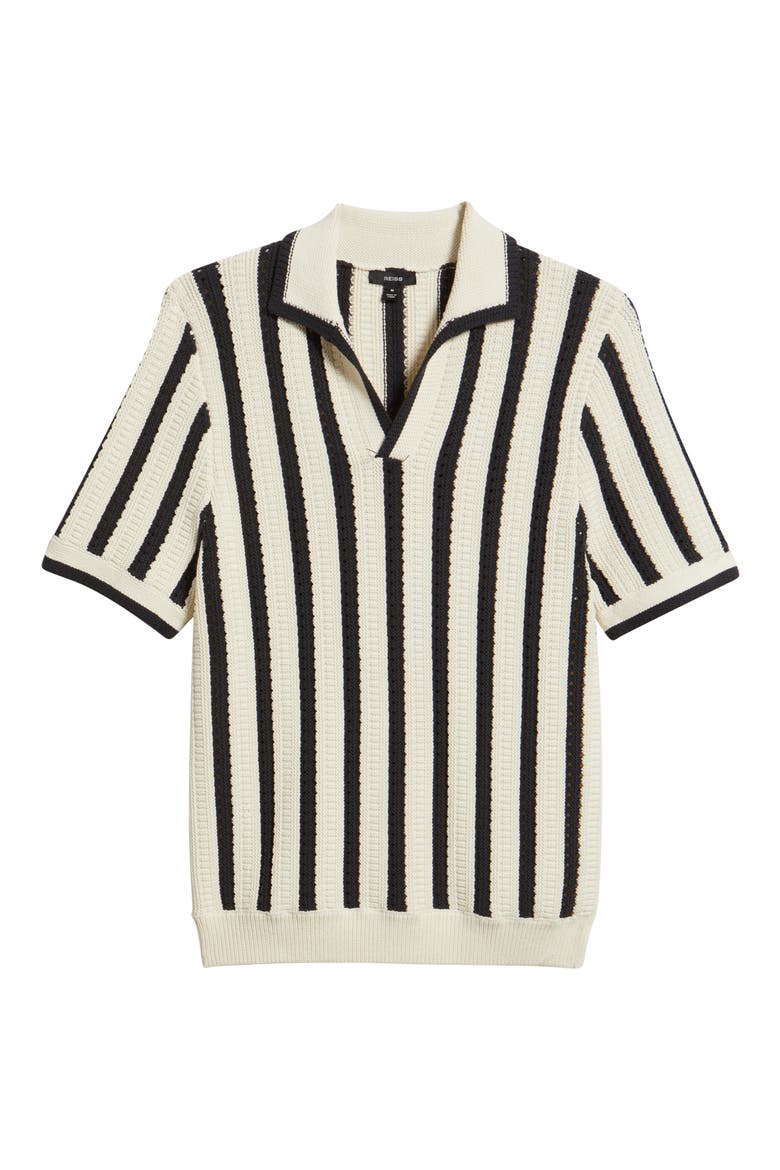 Duncan Stripe Polo Sweater, Alternate, color, WHITE/ NAVY