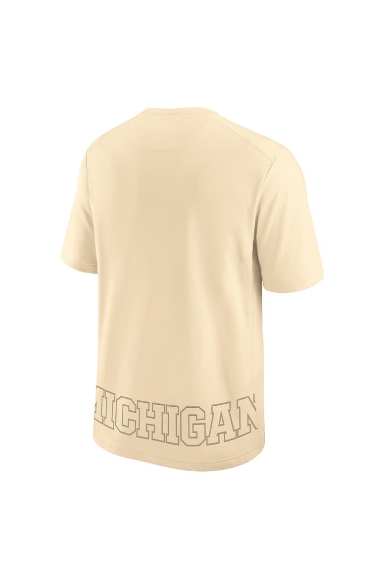 Men's Nike Cream Michigan Wolverines Primary Statement Two-Hit Performance T-Shirt, Alternate, color, Cream