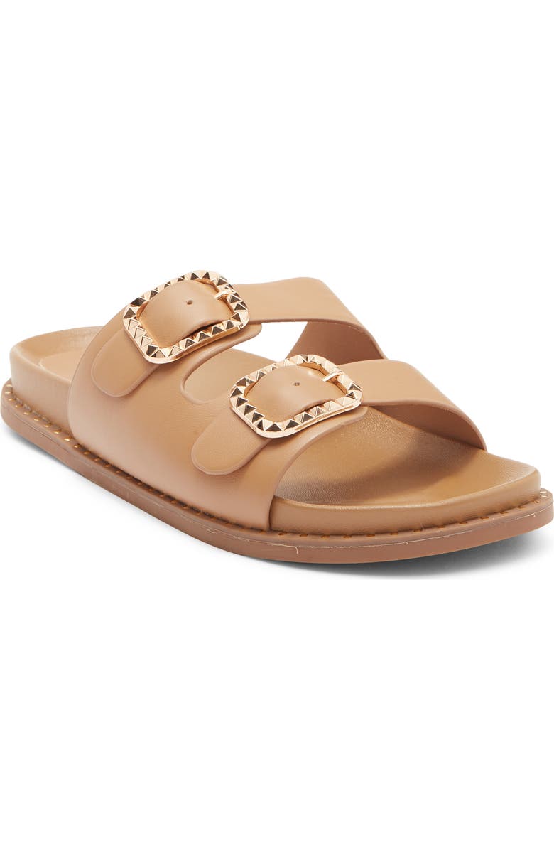 TOP MODA Sailor Double Strap Slide Sandal, Main, color, Camel