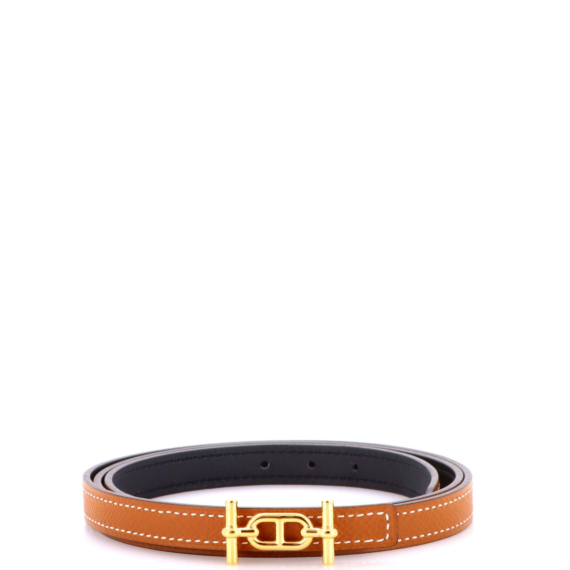 Pre-Owned Hermes Ancre Reversible Belt Leather Thin, Main, color, Brown