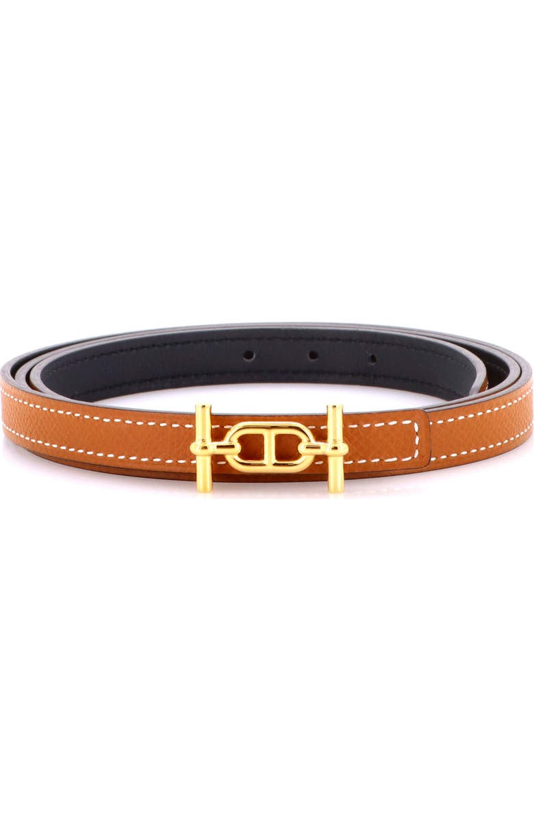 Pre-Owned Hermes Ancre Reversible Belt Leather Thin, Main, color, Brown