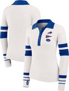 WEAR by Erin Andrews Women's WEAR by Erin Andrews White Buffalo Bills Ribbed Henley Polo Sweater