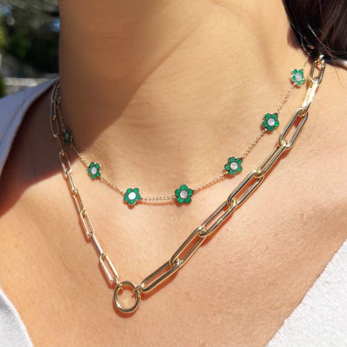 The Lovery Fine Jewelry Half & Half Paperclip Charm Holder Chain Necklace In Gold