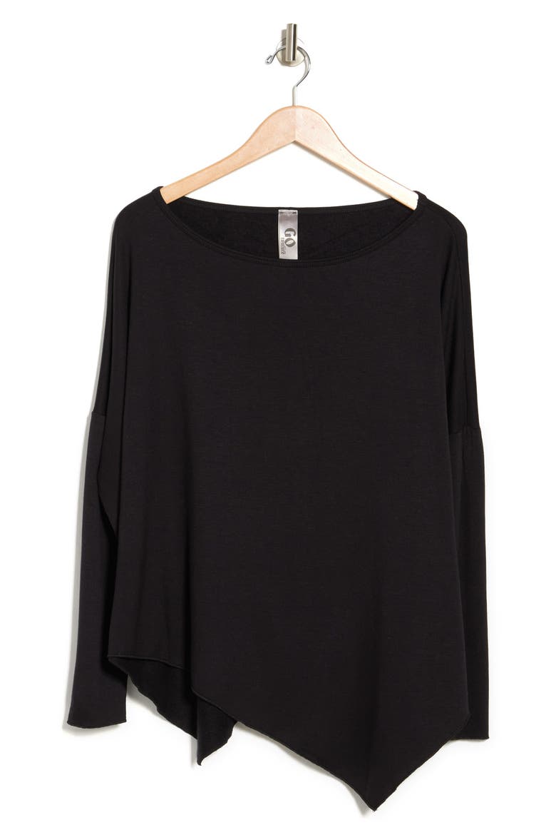 Assymetrical Hem Dolman Sleeve Sweater, Alternate, color, BLACK