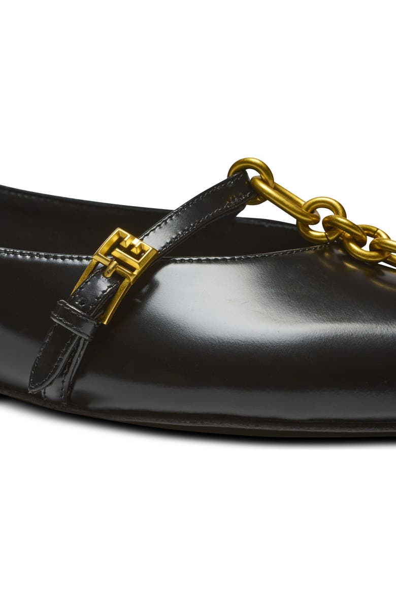 Balmain Shiny lambskin Sync ballet flats, Alternate, color, Black