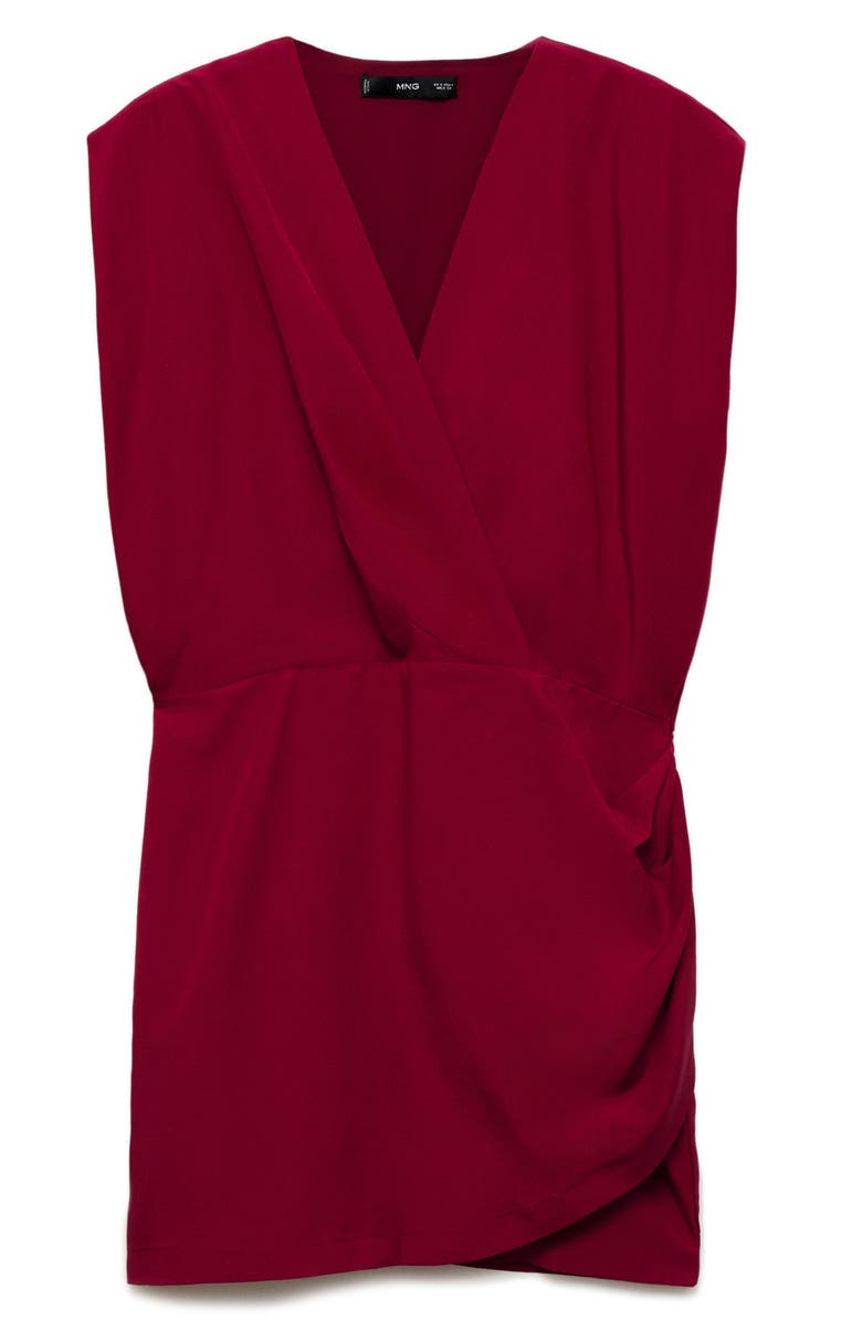 MANGO Vene Faux Wrap Dress, Alternate, color, Maroon