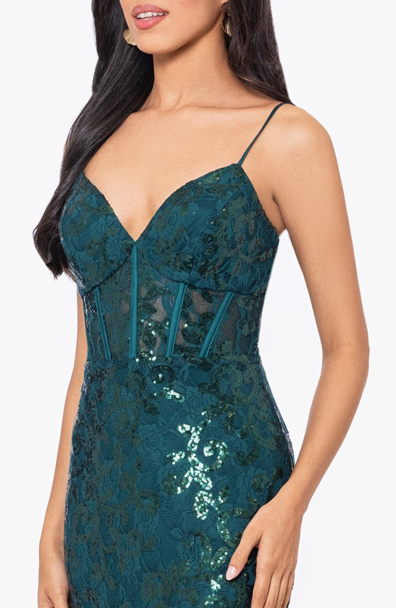 Blondie Nites Sequin Tapestry Sheath Gown, Alternate, color, Hunter