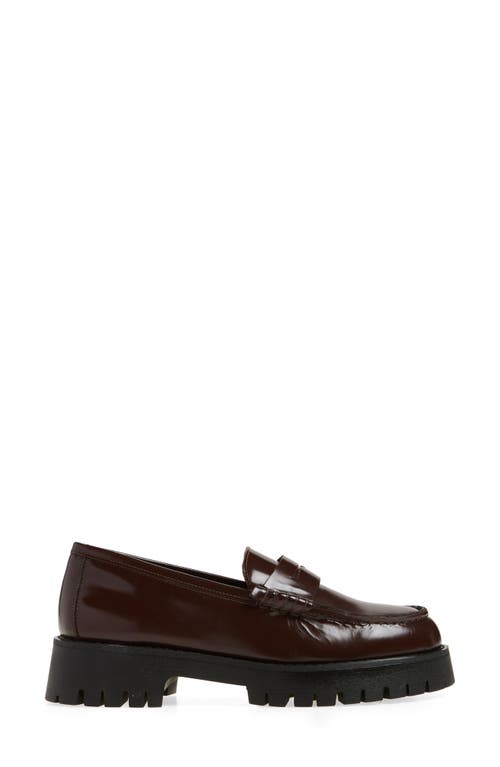 Steve Madden Langsten Platform Penny Loafer In Burgundy