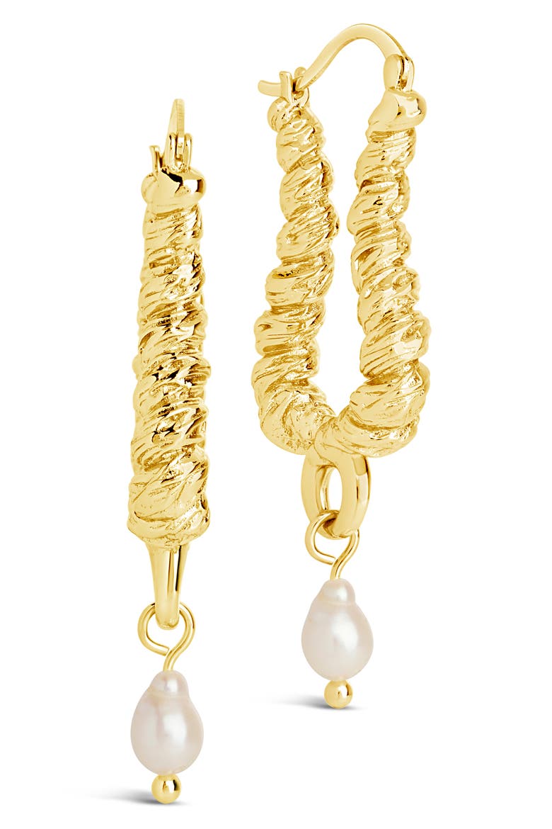 Sylvie Freshwater Pearl Hoop Earrings, Main, color, GOLD