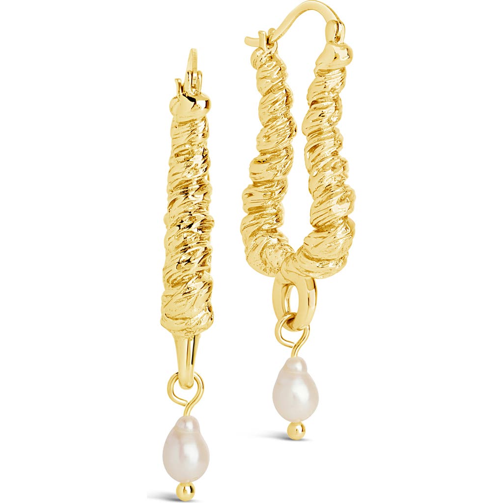Sterling Forever Gold-tone Or Silver-tone Drop Cultured Freshwater Pearl Sylvie Statement Hoops
