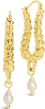 Sterling Forever Sylvie Freshwater Pearl Hoop Earrings