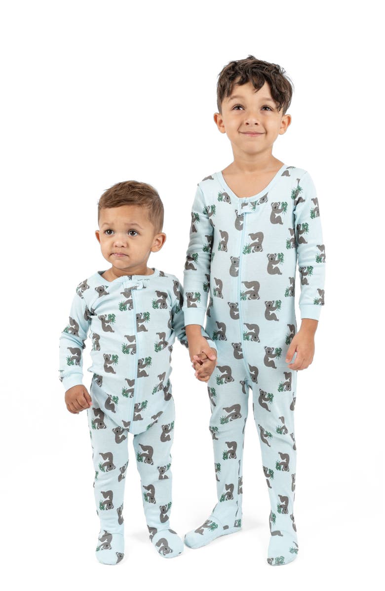 Leveret Footed Printed Cotton Matching Family Pajamas, Coordinated Prints, Alternate, color, Blue Koala