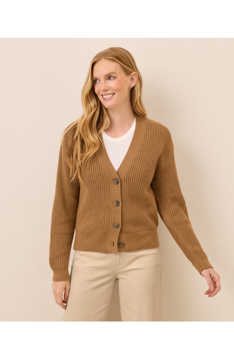 Pact Luxe Knit Cropped Cardigan, Main, color, Brown Sugar Heather