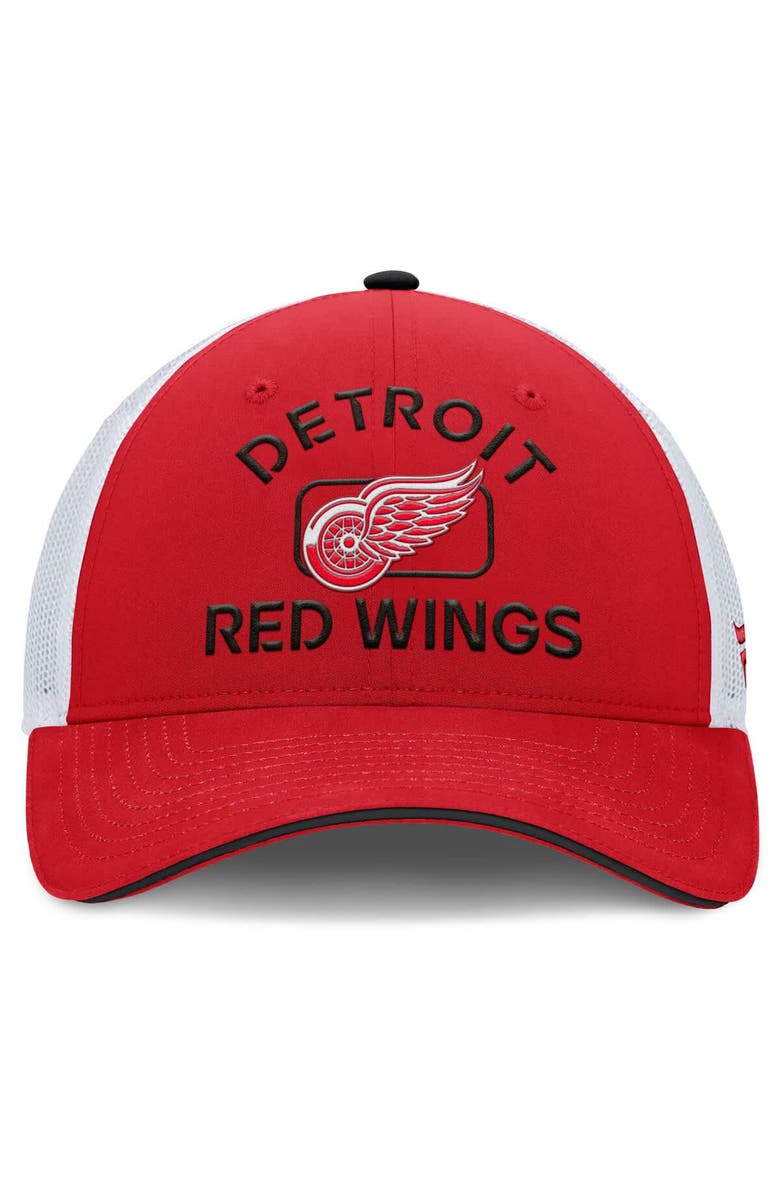 FANATICS Men's Fanatics Red/White Detroit Red Wings Authentic Pro Rink Trucker Hat, Alternate, color, Red
