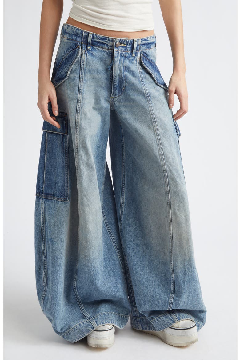 Siouxsie Field Cargo Jeans, Main, color, TWO-TONE VINTAGE BLUE