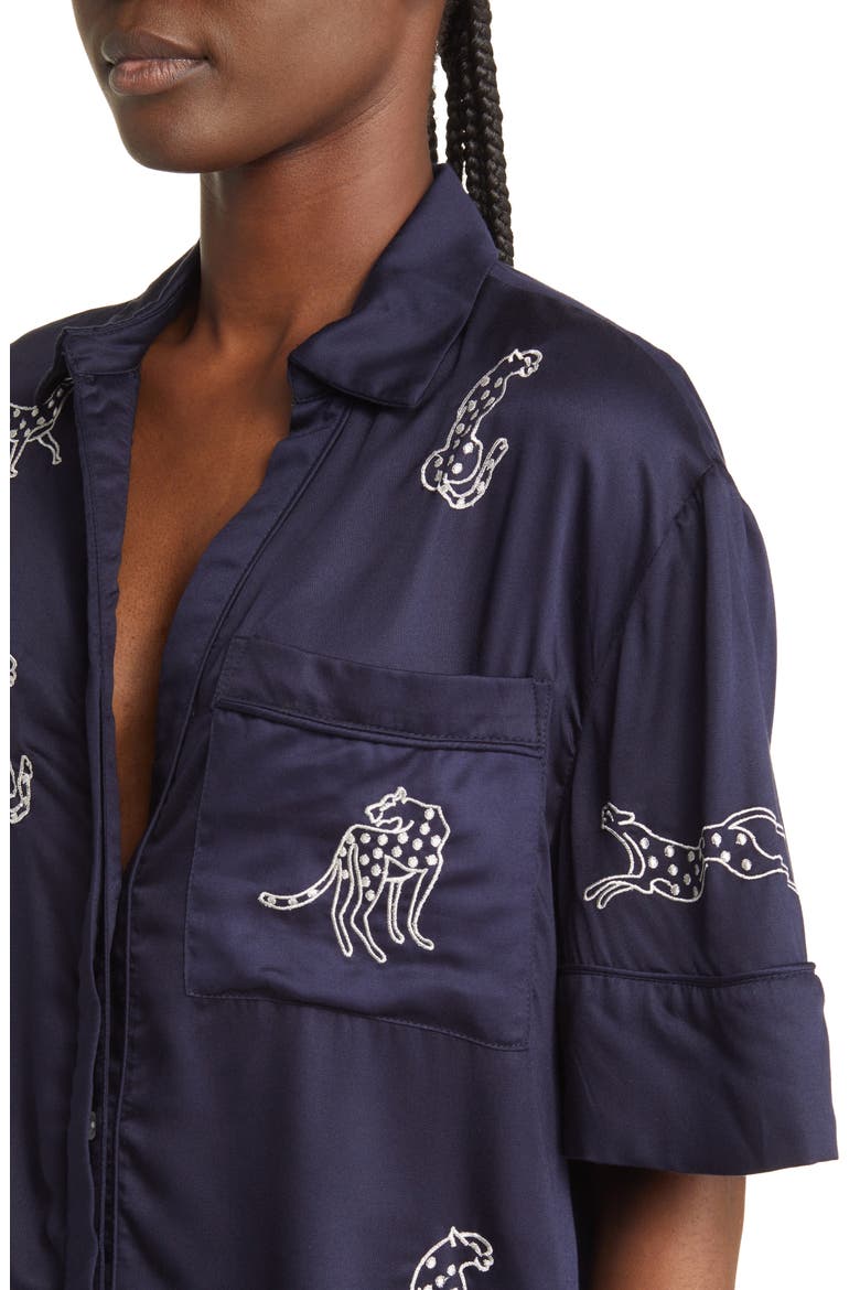 Embroidered Lounge Set, Alternate, color, NAVY