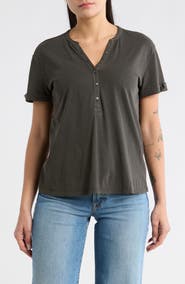 Melrose and Market Washed Cotton Henley T-Shirt