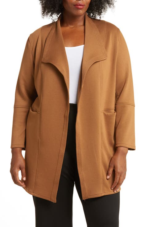 Draped Collar Scuba Jacket (Plus)