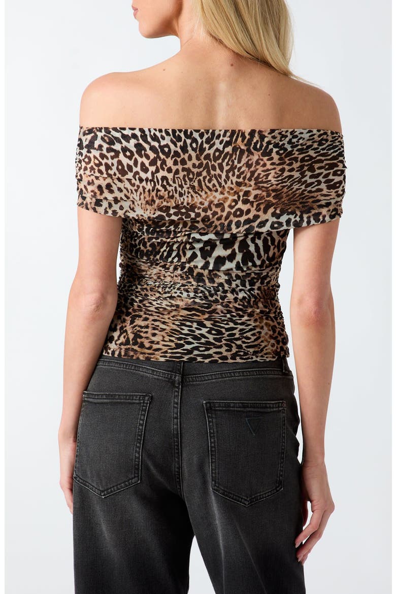 Zuri Shirred Off the Shoulder Top, Alternate, color, OPEN LEOPARD