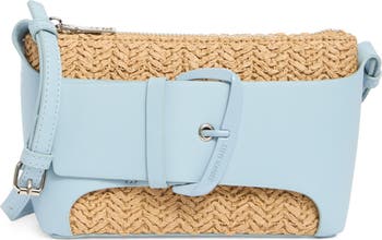 Steve Madden☆ 編み込みラフィア・クロスボディーバッグ ノット ラフィア ツイード ミディアム クロスボディ トート