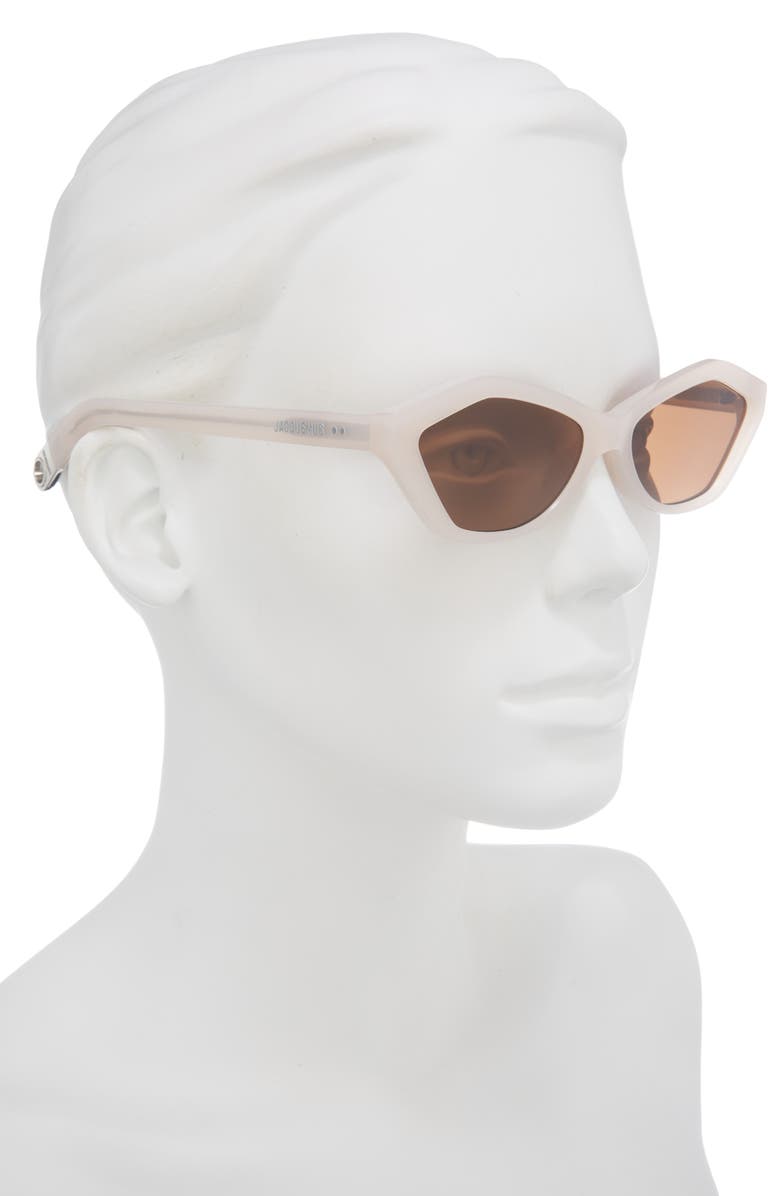 Jacquemus Les Lunettes Bambino Cat Eye Sunglasses, Alternate, color, Pearl/ Silver/ Chocolate