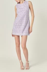 English Factory Shell Embroidered Knit Mini Shift Dress