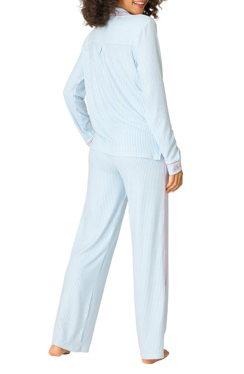 PJ Salvage Western Blooms Stripe Butter Jersey Pajamas, Alternate, color, Dream Blue