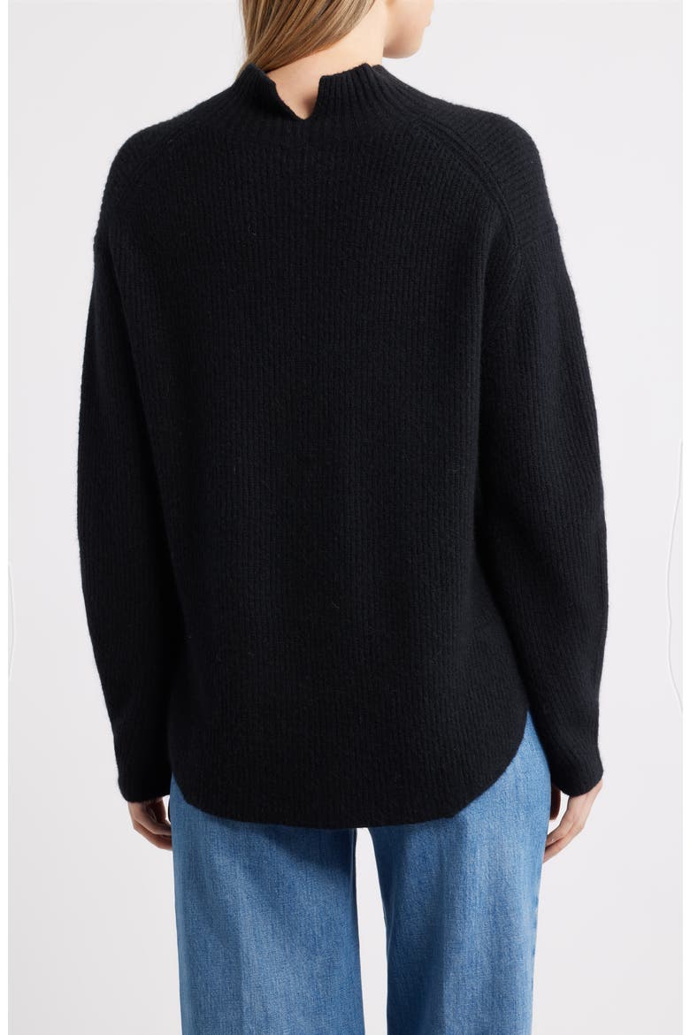 Shirttail Mock Neck Sweater, Alternate, color, BLACK