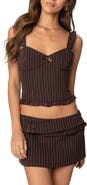 EDIKTED Colleen Ruffle Pinstripe Corset Top