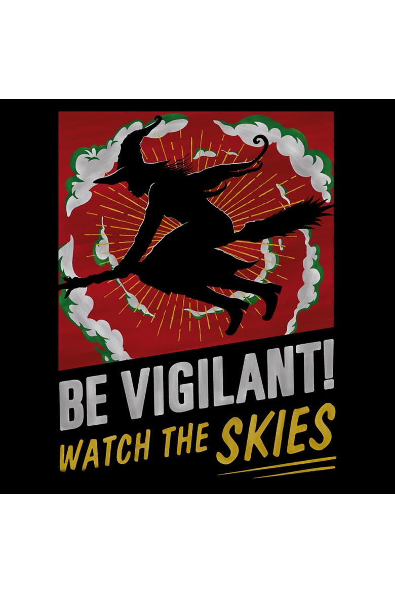 Mens Wicked For Good Elphaba Watch the Skies T Shirt, Alternate, color, Black