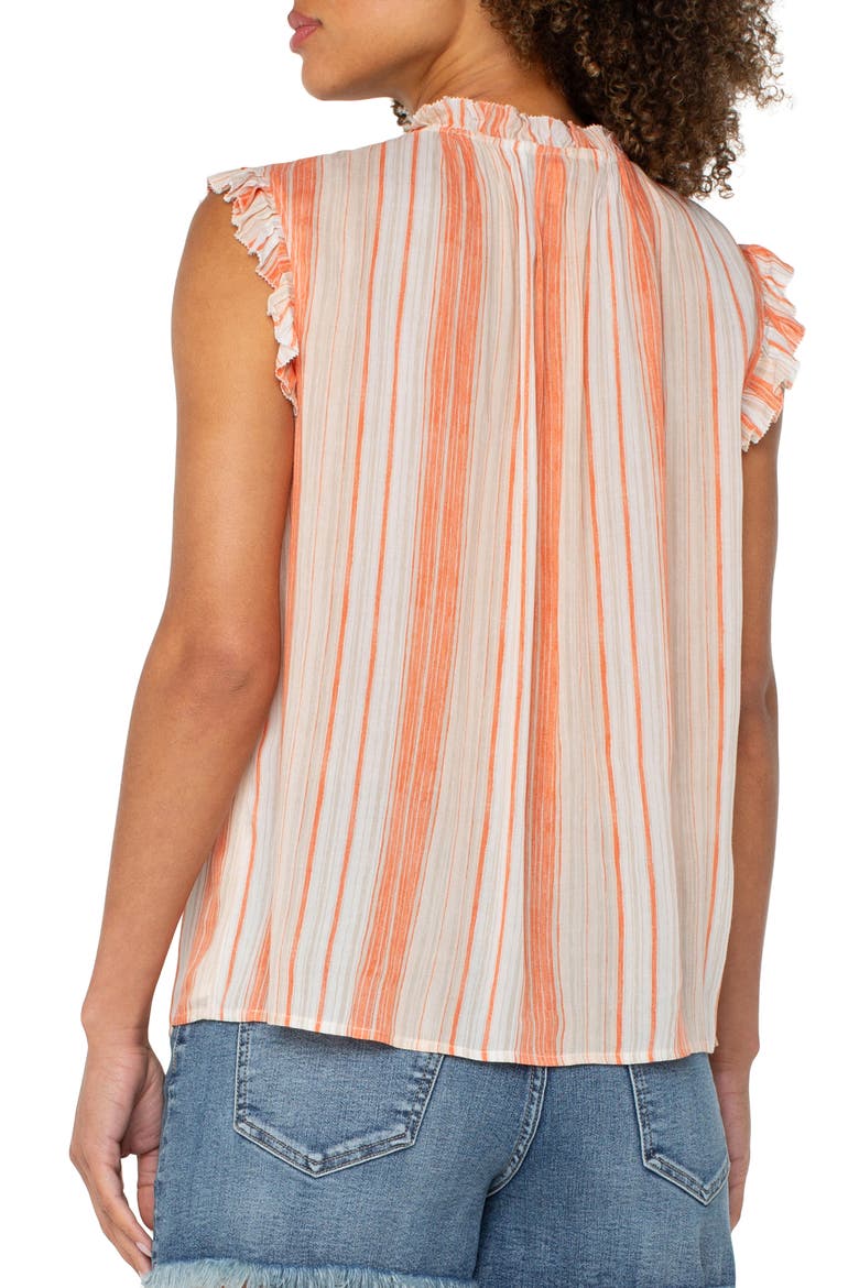 Stripe Ruffle Sleeveless Top, Alternate, color, ORNGE TN STRIPE