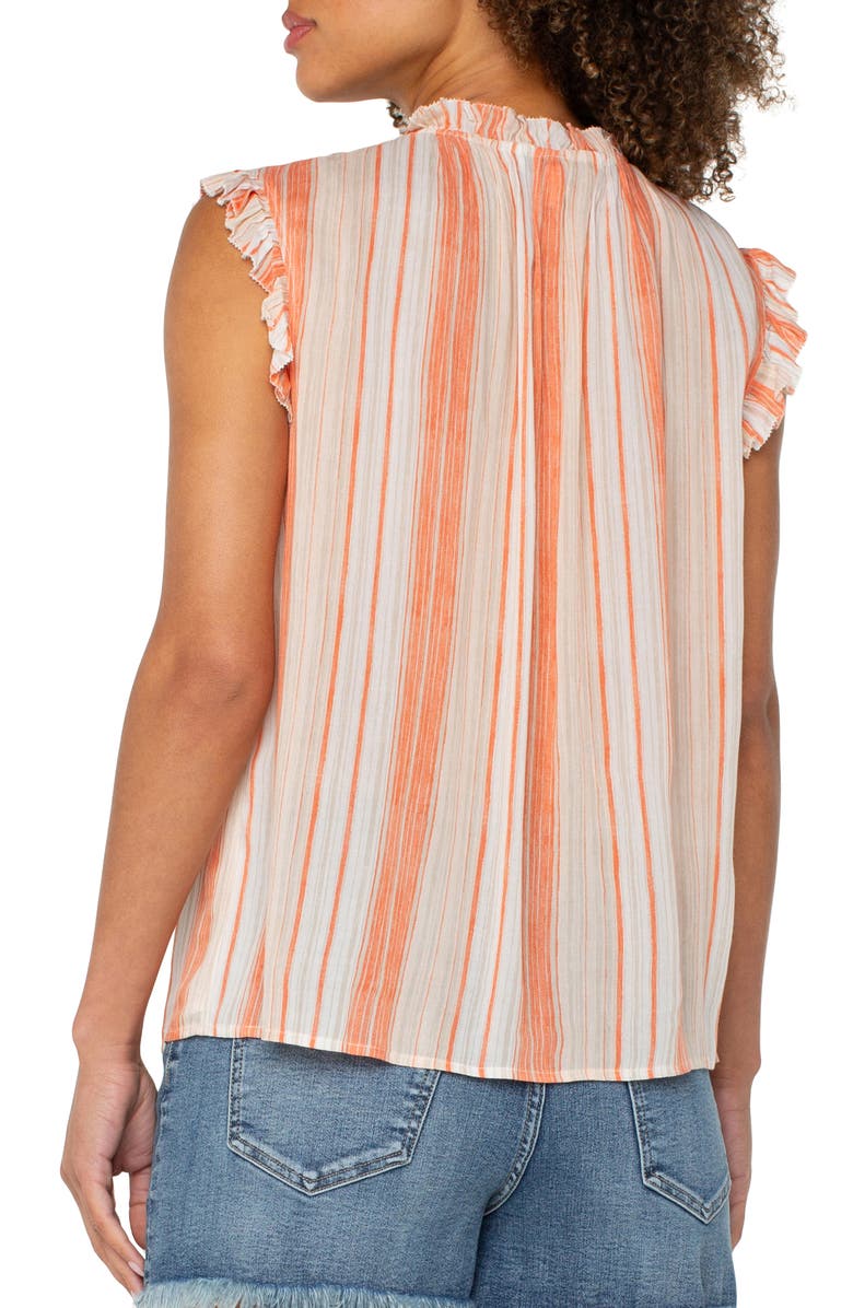 Liverpool Los Angeles Stripe Ruffle Sleeveless Top, Alternate, color, 