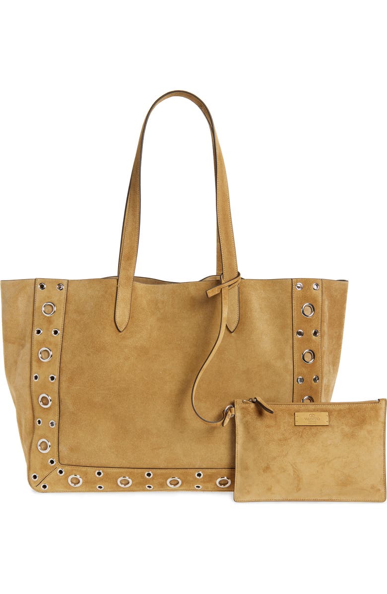 Valentino Garavani Nellcôte Stud Suede Tote Bag, Alternate, color,