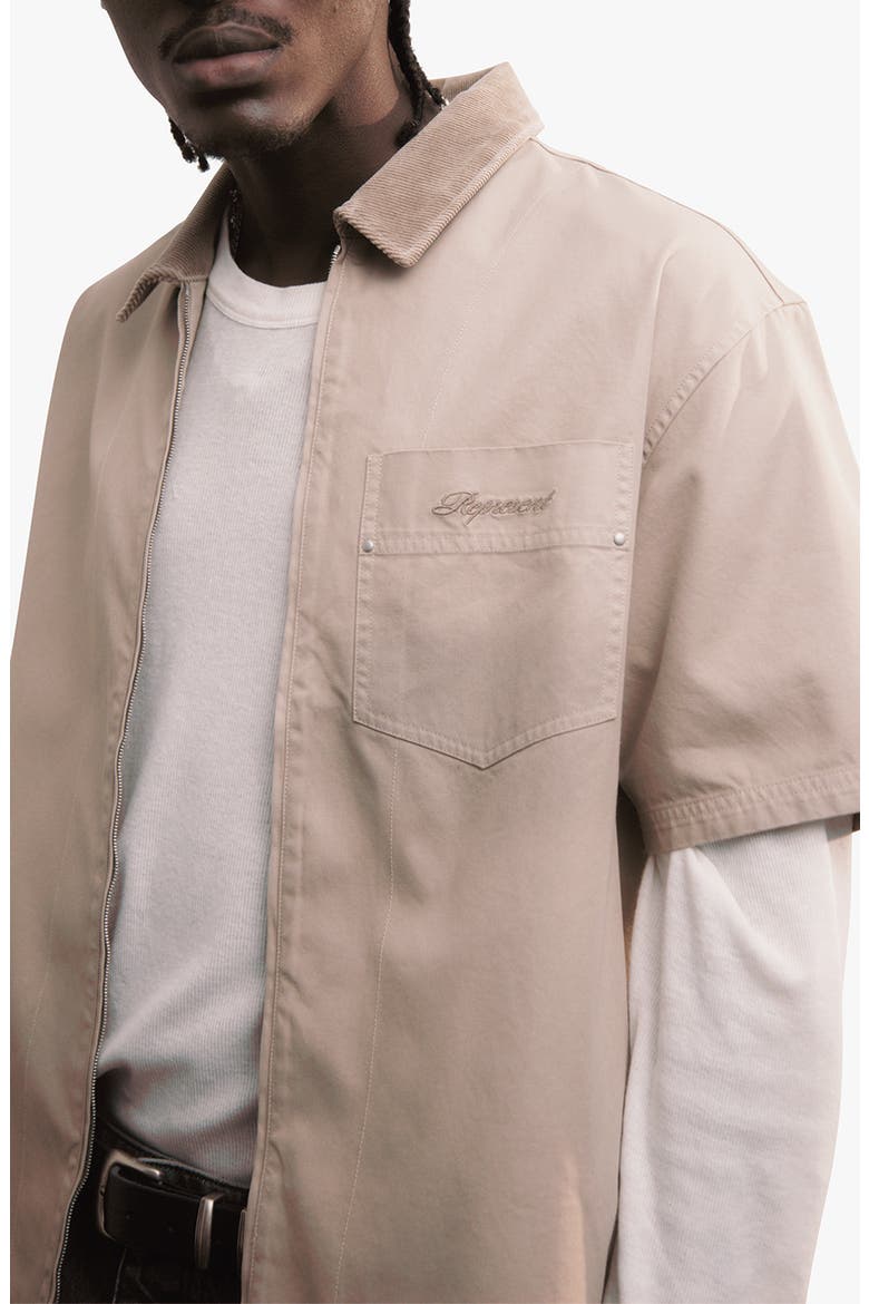 Ramona Short Sleeve Zip-Up Shirt, Alternate, color, VINTAGE KHAKI